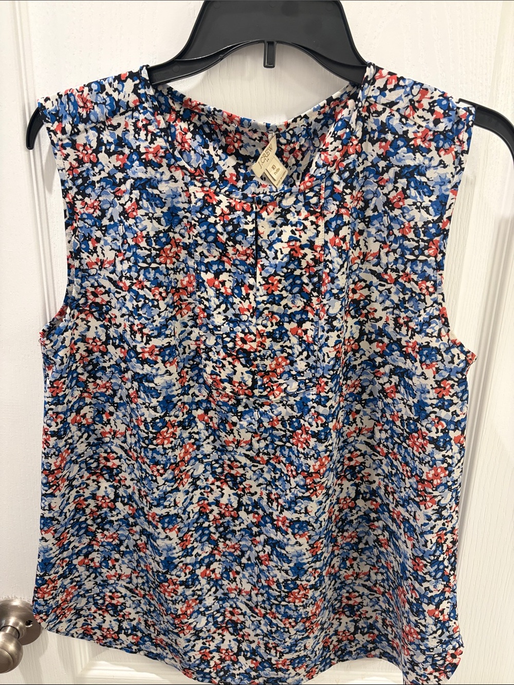 J. Crew Sleeveless Floral Blouse - Blue/Red/White